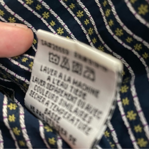 Robert Graham Shirt Mens Small Blue White Striped Tailored Fit Floral Flip Cuff - Picture 9 of 11